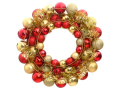  Vánoční věnec červený a zlatý 45 cm polystyren
