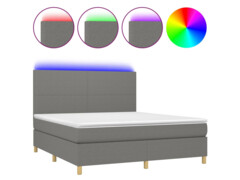  Box spring postel s matrací a LED tmavě šedá 180x200 cm textil