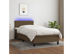  Box spring postel s matrací a LED tmavě hnědá 90x200 cm textil