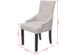  Jídelní židle 2 ks krémově šedé textil