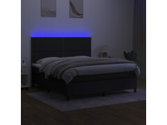  Box spring postel s matrací a LED černá 160x200 cm textil