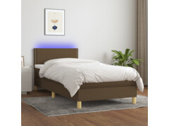  Box spring postel s matrací a LED tmavě hnědá 90x190 cm textil