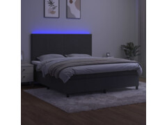  Box spring postel s matrací a LED tmavě šedá 160x200 cm samet