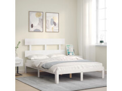  Rám postele s čelem bílý 120 x 200 cm masivní dřevo