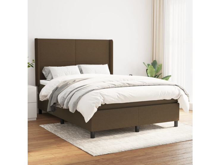  Box spring postel s matrací tmavě hnědá 140x190 cm textil