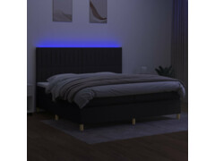  Box spring postel s matrací a LED černá 200x200 cm textil