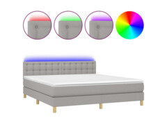  Box spring postel s matrací a LED světle šedá 160x200 cm textil
