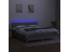  Box spring postel s matrací a LED světle šedá 160x200 cm textil