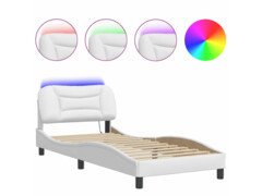  Rám postele s LED osvětlením bílý 90 x 200 cm umělá kůže
