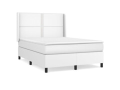  Box spring postel s matrací bílá 140 x 190 cm umělá kůže