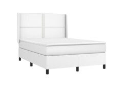  Box spring postel s matrací bílá 140 x 190 cm umělá kůže