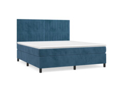  Box spring postel s matrací tmavě modrá 180x200 cm samet