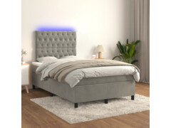  Box spring postel s matrací a LED světle šedá 120x190 cm samet