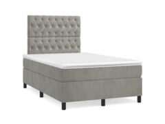  Box spring postel s matrací a LED světle šedá 120x190 cm samet