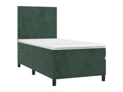  Box spring postel s matrací a LED tmavě zelená 90x200 cm samet