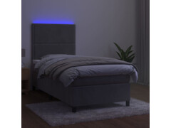  Box spring postel s matrací a LED světle šedá 100x200 cm samet